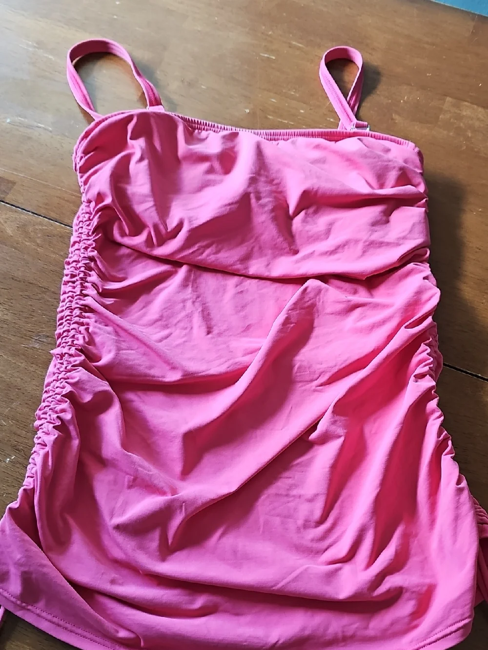 Pink Ruched Tankini Swim Top - Picture 2 of 9